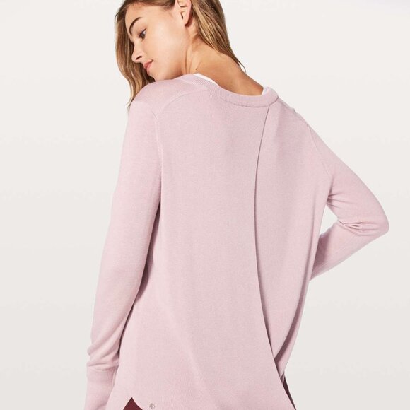 EUC Lululemon Bring it Backbend baby pink open back sweater SIZE L / 12 - Picture 2 of 6